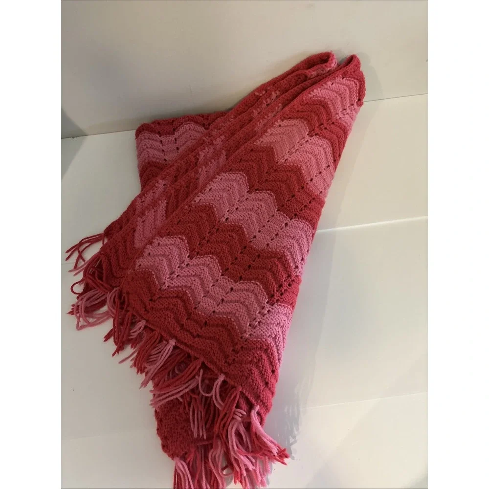 Homemade Afghan Blanket Crochet In Chevron Pattern